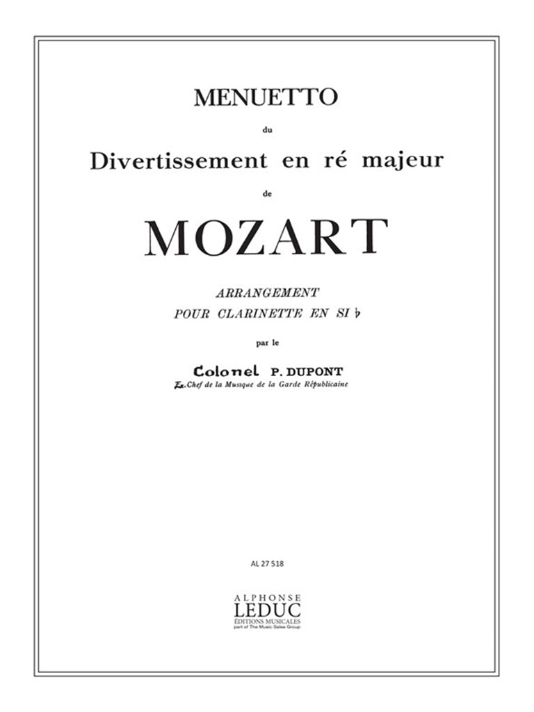 Menuetto Du Divertissement en Re Maj